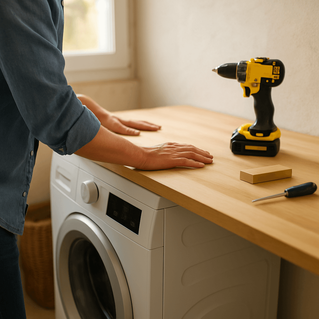 Plan de travail au-dessus du lave-linge : pose facile