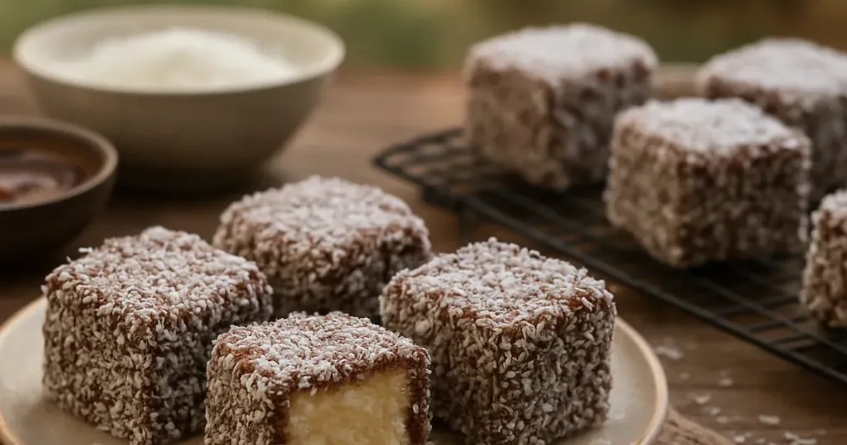 Lamingtons australiens moelleux : glaçage cacao facile